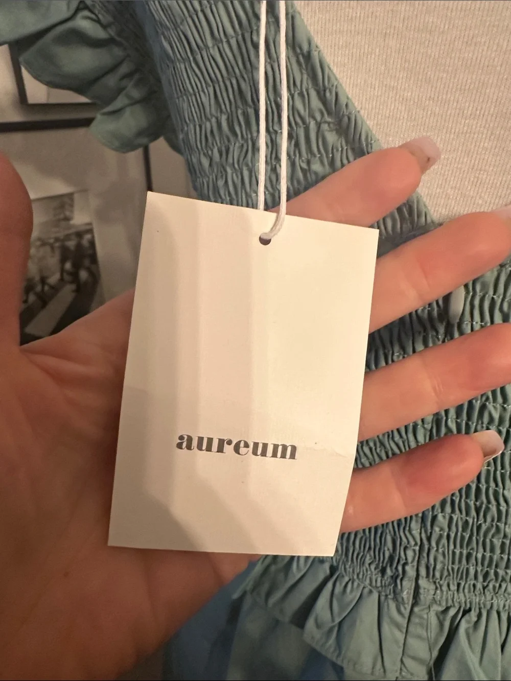 Aureum Robin Smocked Flutter Sleeve Midi Dress in Sage Small NWT - Picture 9 of 16